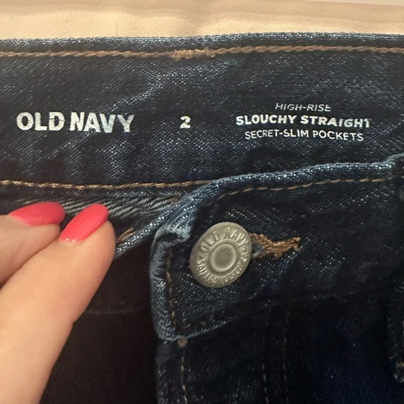 Old Navy Slouchy Straight High Rise button front jeans - size 2 Excellent shape - Picture 5 of 8